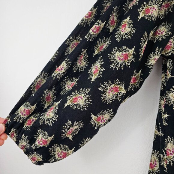 Ralph Lauren Denim & Supply Sz S Floral Peasant Blouse Gauze Boho Top Tassels - Picture 8 of 11